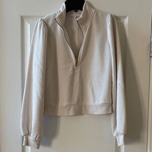 Z Supply Cream Cropped Quarter Zip Sweatshirt